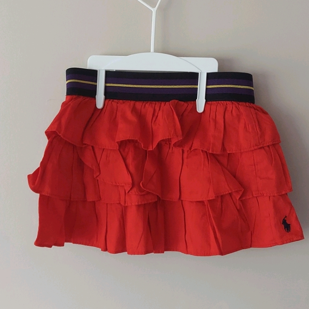 Ralph Lauren Toddler Red Ruffle Skirt, Size 3/3T